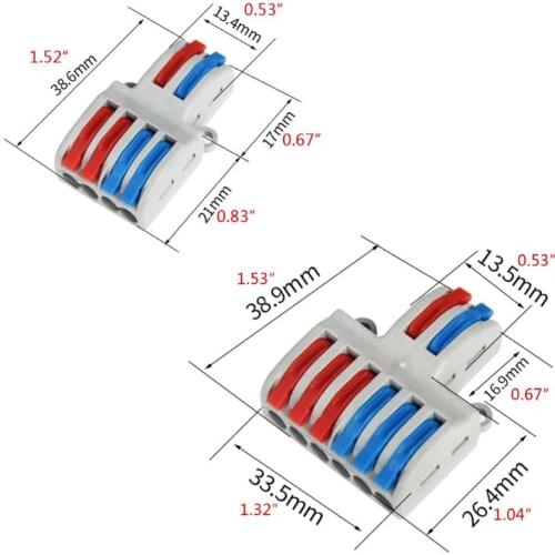 5PCS SPL-42/62 2 In 4/6 Out Mini Quick Wire Connector Wiring Cable Connector 875F