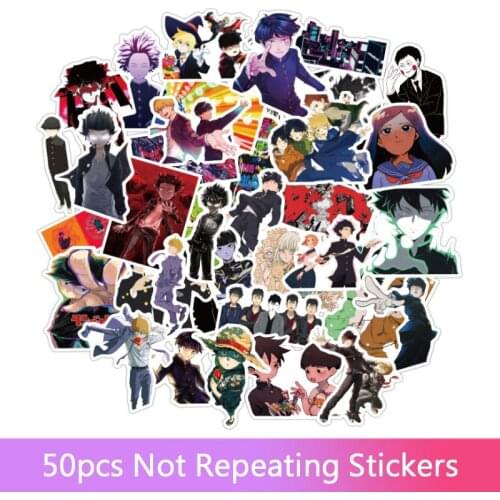 50Pcs/set Mob Psycho 100 Mobu Saiko Hyaku Cartoon Anime Stickers For DIY TOY Scrapbook Skateboard Snowboard Laptop Stickers