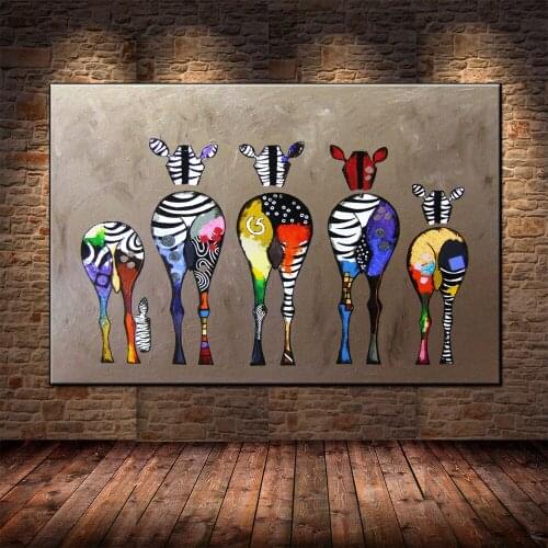 Abstract colorful zebra HD print on canvas painting animal wall art prints and posters for living room home decoration pictures