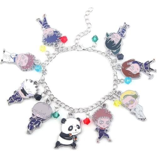 Anime Jujutsu Kaisen Charm Bracelets Yuji Itadori Fushiguro Megumi Kugisaki Nobara Gojo Satoru Toge Inumaki Figure Bangles Gift