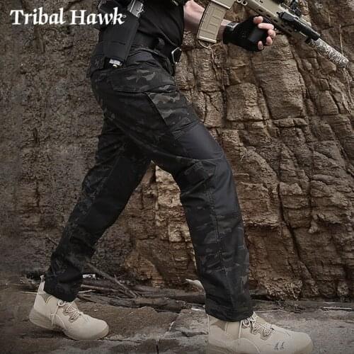 Men Tactical Pants Military Army Combat Cargo Pants Casual Multi Pocket Camouflage Rip-stop Jogger Waterproof Long Trousers