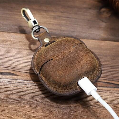 Earphone Case Wireless Bluetooth Earphone Leather Case Crazy Horse Leather for 2021 New Samsung Galaxy Buds2