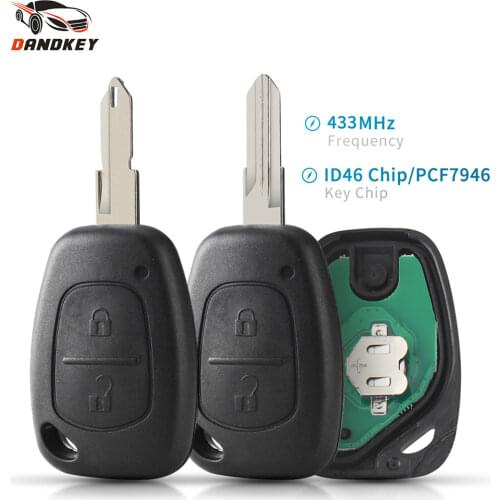 Dandkey 433MHz ID46 PCF7946 Chip Fob Car Remote Key For Renault Traffic Master Vivaro Movano Kangoo Uncut NE72/VAC102 Blade Case