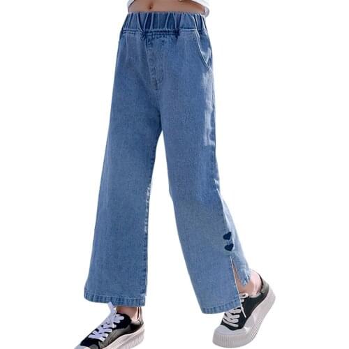 Jeans Girl Heart Pattern Girl Jeans Kids Spring Autumn Kid Jeans Casual Style Childrens Jeans Clothes 6 8 10 12 14
