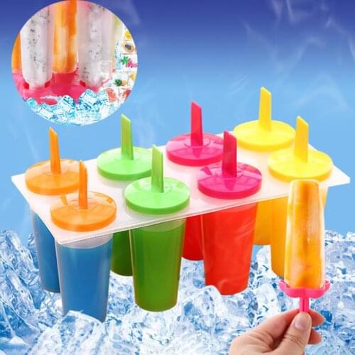 Ice Mould Kitchen Accessories Icecream Mould Pop Molds Tray Popsicle Molds Maker 8 Cell Mold Pan Lolly Supply Reusable Durable