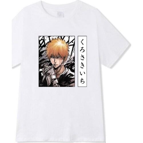 Male Cartoon Anime BLEACH T Shirt Causal Cool T-shirt Summer Hip Hop Short Sleeved Men O-neck Harajuku Tee Tops
