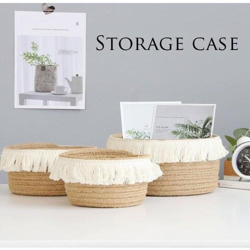 Cotton Rope Storage Baskets Weaving Nordic Home Sundries Baby Toys Candy Tassels Storages Basket Desktop Small Organizer Box