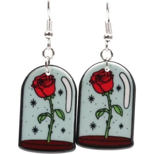 Exquisitely Beautiful Roses Skull Earrings Creative Personality Female Jewelry Valentines Day Christmas Halloween Gift