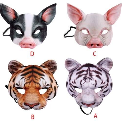 Halloween Unisex 3D Tiger Pig Animal Half Face Eye Mask Festival Masquerade Party Fancy Cosplay Costume Decoration Dropshipping