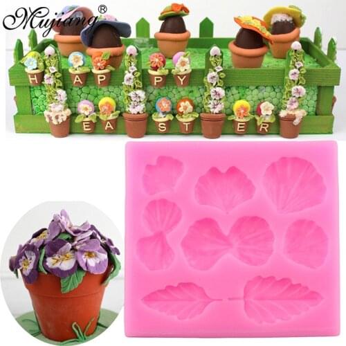 Mujiang Pansies Flower Cake Border Silicone Molds Sugarcraft Fondant Cake Decorating Tools Cupcake Chocolate Gumpaste Moulds