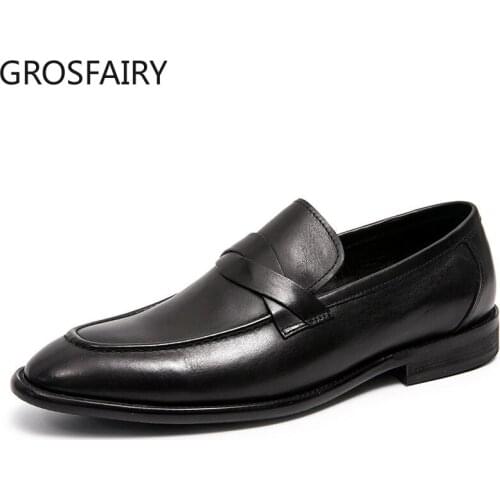 Mens Leather Shoes 38-48 Head Leather Soft Non-slip Rubber Loafers Mens Casual Leather Shoes