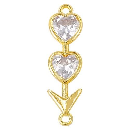 Factory Wholesale Gold Color Brass And Zircon Heart Charms Pendants Necklace And Bracelet Earring Diy Jewelry Accessories