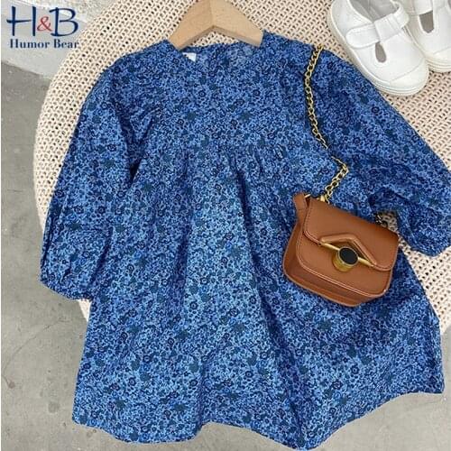 Humor Bear Girls Dress Spring Autumn New Long Sleeve Floral Printed Cute Princess Party Dress Toddler Kids Clothes for 3-7Y