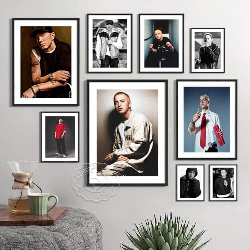 Eminem Rapper Singer Poster, Hip Hop Star Wall Art Print Picture, Music Cover Canvas Painting, Bar Pub Club Fans Gift Home Decor