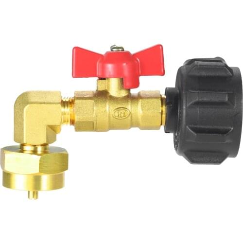ON-Off Control Valve LP Gas Refill Fits QCC1 Propane Refill Elbow Adapter for All Camping Grill 1 LB Tank Cylinder