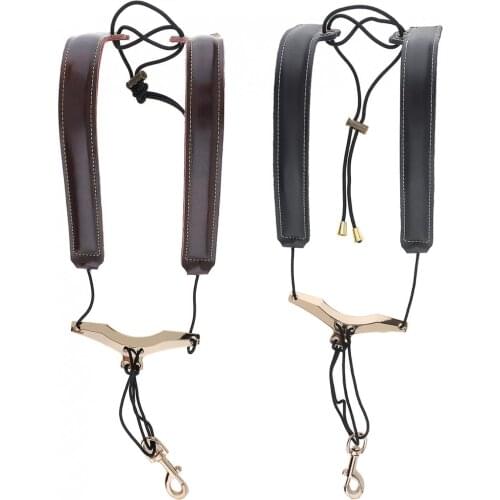 Genuine Leather Saxophone Double Shoulder Neck Strap Cowhide Material Adjustable Sax Stage Play Neck Belt Saxophone strap
