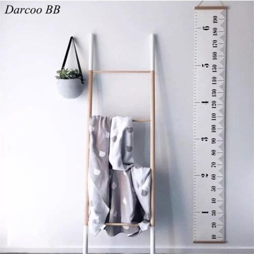 Removable Measure Height Sticker Canvas Growth Chart Kid Height Chart Wooden Wall Hanging Kids Room Wall Decorative