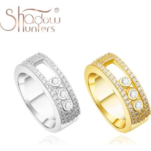 SHADOWHUNTERS Real 100% 925 Sterling Silver Move Stone Bague Femme Rings Stelring 925 Silver Crystal Jewelry Making Wholesale