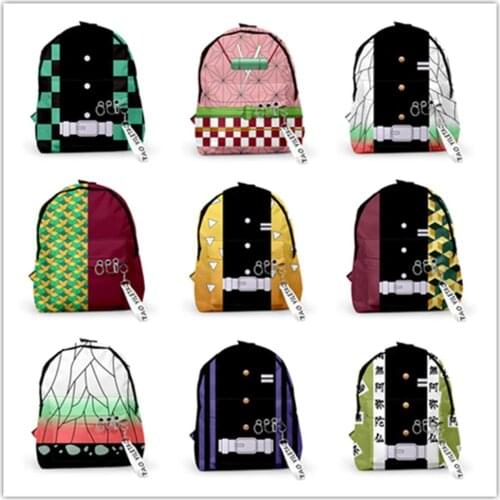 Demon Slayer: Kimetsu no Yaiba Kamado Tanjirou Cosplay 3D Print School Shoulder Bag Rucksack Travel Bags Gifts 13.9L