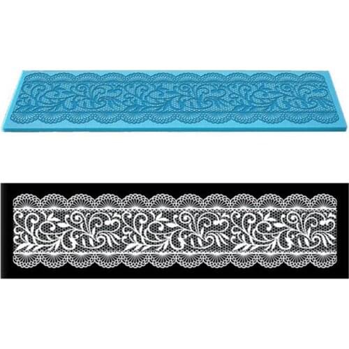 Flowers Silicone Lace Mat Kitchen Fondant Lace Mold Wedding Decoration Silicone Baking Mat Sugarcraft Cake Mold Color Blue