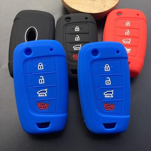 Silicone rubber car key shell cover set case for hyundai Elantra Solaris Santa Fe Tucson Verna i35 i40 Genesis F 4button key