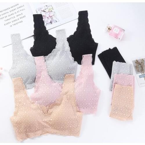 Elifashion No Steel Ring Lace One-piece Bra Seamless Sexy Gathering Breathable Comfortable Underwear Panty Vest Suit For Women