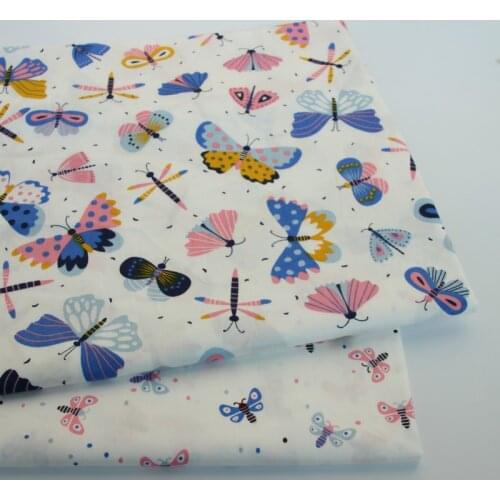 Butterfly Printed 100% Cotton fabric Baby Girl Cotton Twill Cloth for DIY sewing patchwork cloth sheet fabric