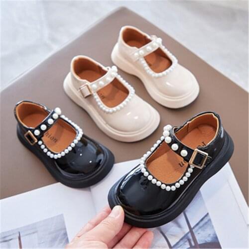 Spring Children Girls Flat Pearl PU Leather Shoes Kids Baby Princess Shoes Girls British Princess Shoes Mary Jane Fashion Shoes