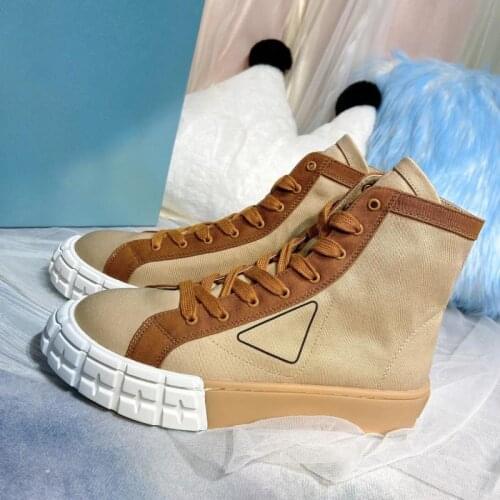 High Canvas Shoes Woman Flat Platform Sneakers Casual Lace-Up Women Shoes Mixed Colors Round Toe Ladies Shoes Designer Shoes