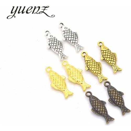 YuenZ 20pcs 4color Antique Sliver animal fish Charm DIY metal charms for jewelry making 20*9mm D705