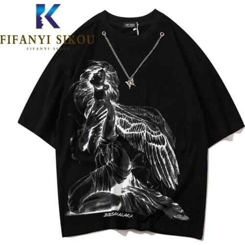 2021 Summer T-Shirt Women Necklace Decoration Hip hop Fashion Print T Shirt Streetwear Loose Tops O-Neck Short Sleeve Tees