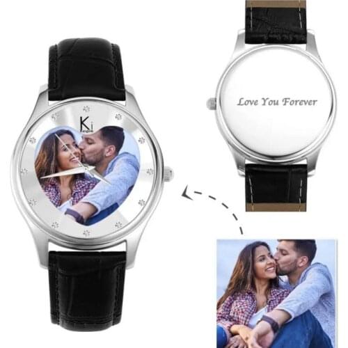 Womens Engraved Photo Watch 40mm Brown Leather Strap,Personalized Jewelry,Personalized Custom Wallet,Womens Wallet