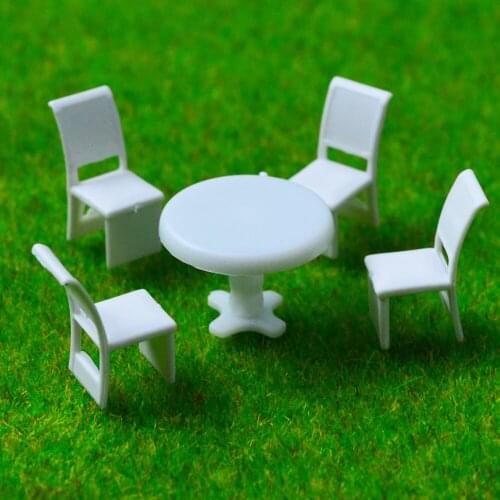 Teraysun 20sets Scale Model 1:100 Model Round Dining Table & four Chairs Scene Set Miniature Furniture Decoration