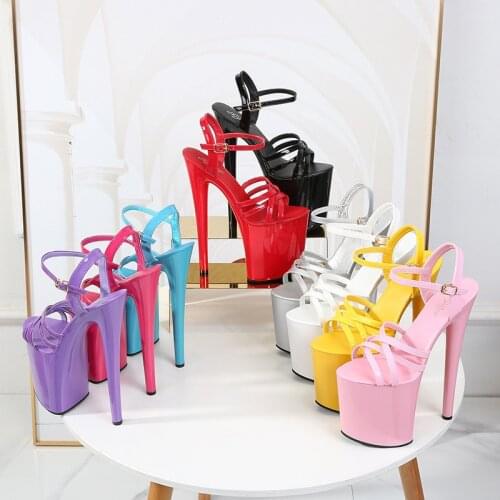 Fashion 2020 Summer Womens Sandals PU Buckle Strap 17CM 20CM Thin High Heels Open Toed waterproof platform party wedding shoes