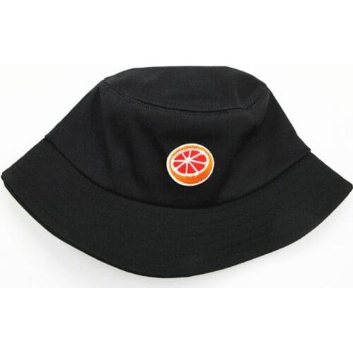 2021 Orange Fruit Embroidery Cotton Bucket Hat Fisherman Hat Outdoor Travel Hat Sun Cap Hats for Men and Women 206