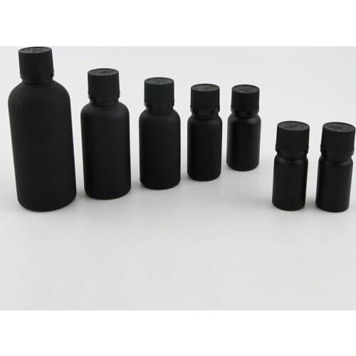 360 x 5ml 10ml 15ml 20ml 30ml 50ml 100ml Essential Oil Frosted Black Glass Bottle with Cap For Liquid Reagent Pipette with Lock