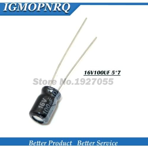 50PCS Higt quality 16V100UF 5*7mm 100UF 16V 5*7 Electrolytic capacitortor new High quality