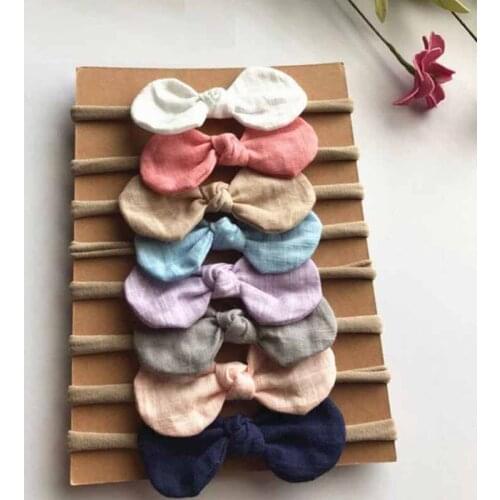 8 colors Handmade solid color Nylon Headband Bow Headbands Cute Kids Girls Hair Accessories 30 p