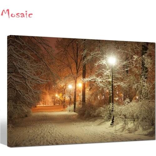 5D Diamond Painting Warm Winter Park Alley in Park and Shining Lanterns cross stitch kits diy diamond embroidery mosaic scenery