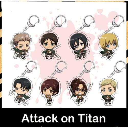 Anime Attack on Titan Cute Acrylic Keyring Mikasa Ackerman Armin Arlert Cartoon Keychain Cosplay Toy Pendant School Bag Itabag