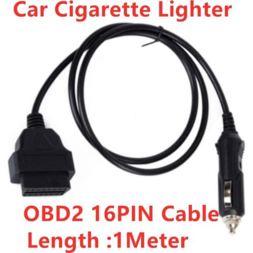 Car OBDII OBD2 Power Supply Cable 16Pin Female to Car Cigarette Lighter 12V DC Power Source OBD 2 Female Connector Cable Adapter