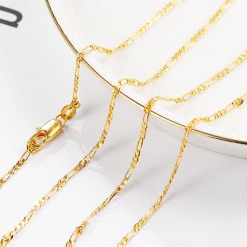 Fashion Gold Color Necklace for Men Women Male Hip Hop Jewelry Multiple sizes 2mm Figaro Rope Snake Cuban Link Chain Necklace