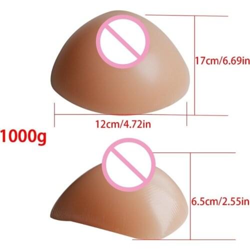 D Cup 1000g Triangle Shape Silicone Fake False Breast Form Artificial Boobs for Mastectomy Not Allergic To Human Body Crossdress