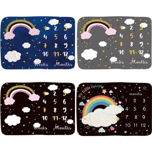 Baby Milestone Rainbow Blanket Photo Background Cloth Infants Photography Prop 425F