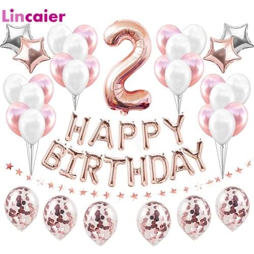 Number 2 Foil Balloons Happy Birthday Party Decorations Girl Boy 2nd 2 Years Second Birthday Supplies