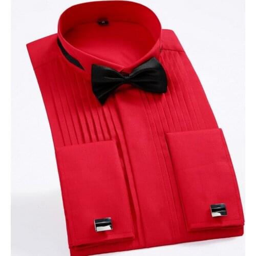 Swallow Collar French Cufflinks Wedding Mens Dress Shirts for Men Slim Fit Shirt Mens Shirt Long Sleeve Casual Male French Cuff