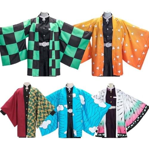 Demon Slayer Kimetsu No Yaiba Kamado Tanjirou Cosplay Cloak Kimono Haori Costume Halloween Anime Costumes Cape