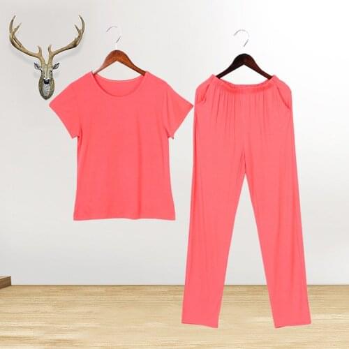 Modal Cool Pajamas Set Summer 2Piece/Set Sexy Mom Solid Female Thin Pyjama Cotton Stitch Big Size Pjs Home Sleepwear