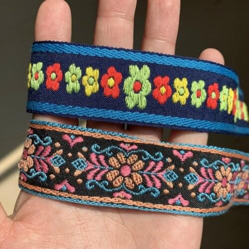 ZERZEEMOOY 1-1/4INCH 31mm 3yard/pack 2 Styles Vintage Colored Flowers Lace Manual Jacquard Ribbon Lace MJZD19120316