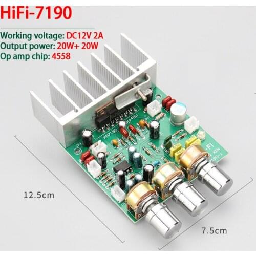 KYYSLB 7190-J 20W*2 DC12V Power Amplifier Board 2.0 Channel Speaker HIFI Power Amplifier Board